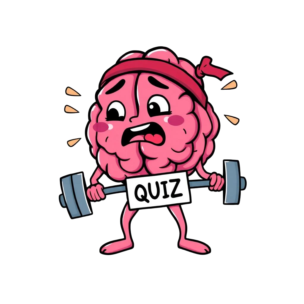 Cerveau cartoon soulevant une haltère QUIZ